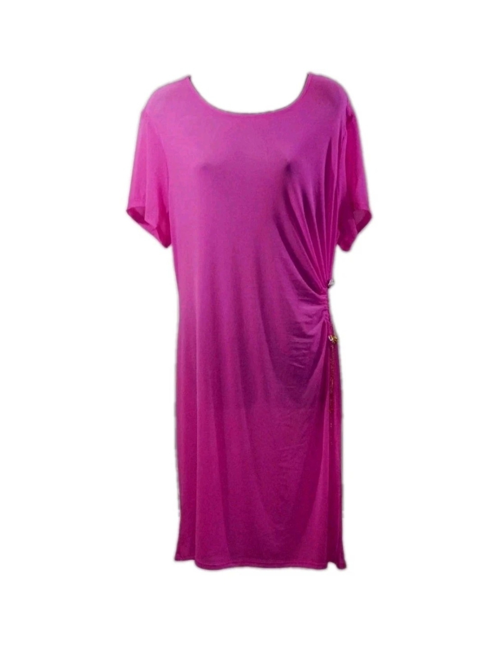 Vibe Fuchsia Side-Twist Midi Dress